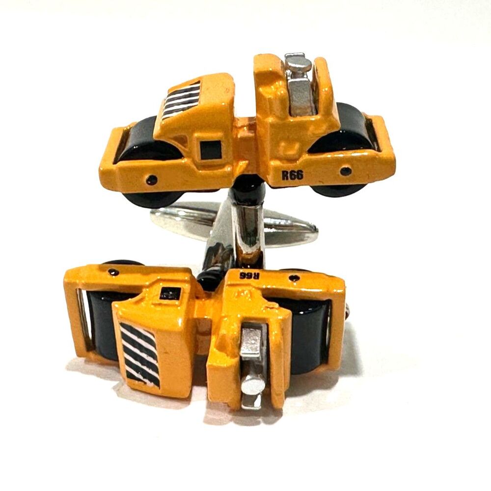 3D Steam Roller Cufflinks – Road Roller Construction Gift – Includes Gift Box